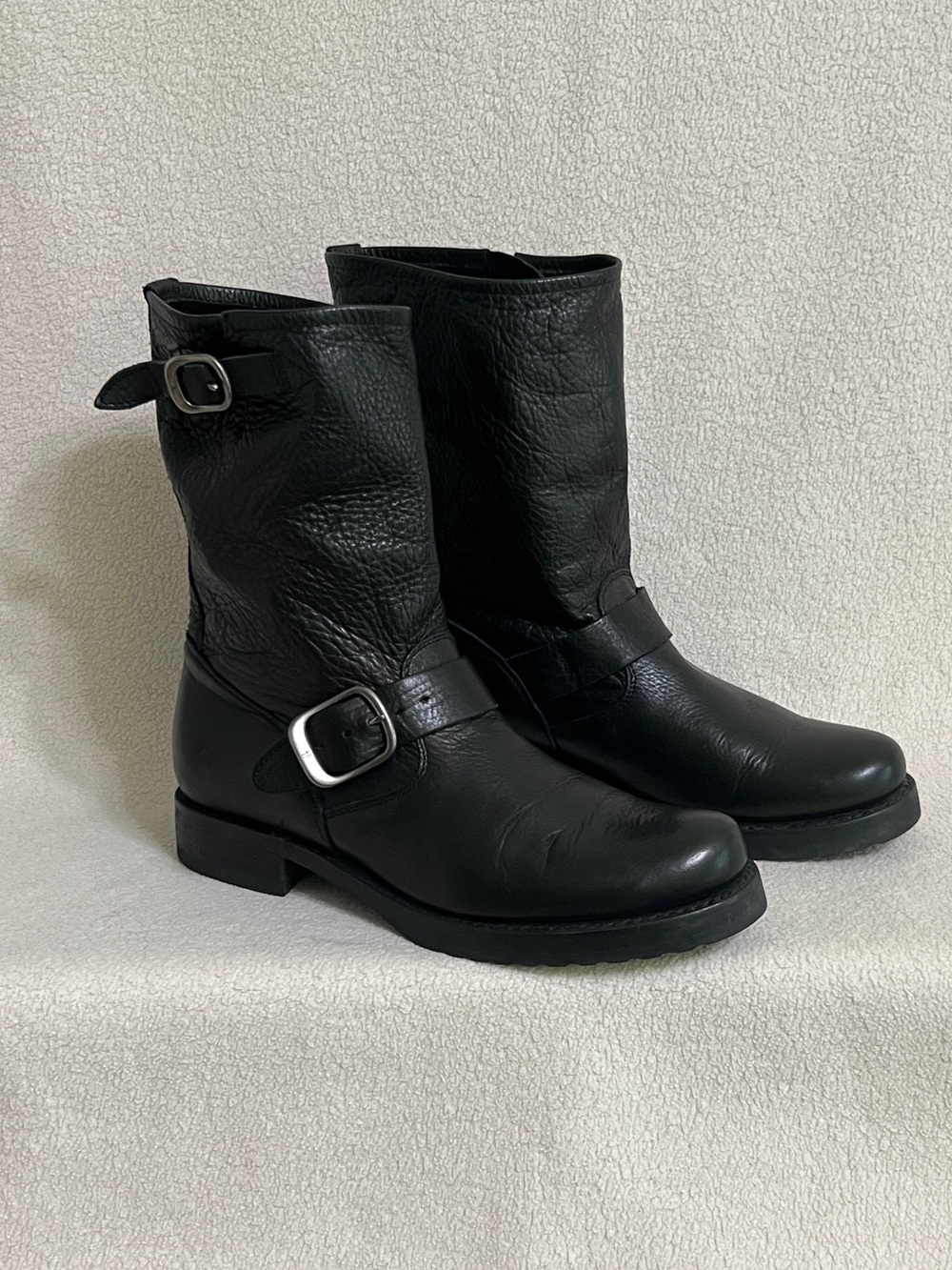 Frye Veronica Short Black Leather Moto Boots Women’s 7.5 Moto Slouchy S 76509